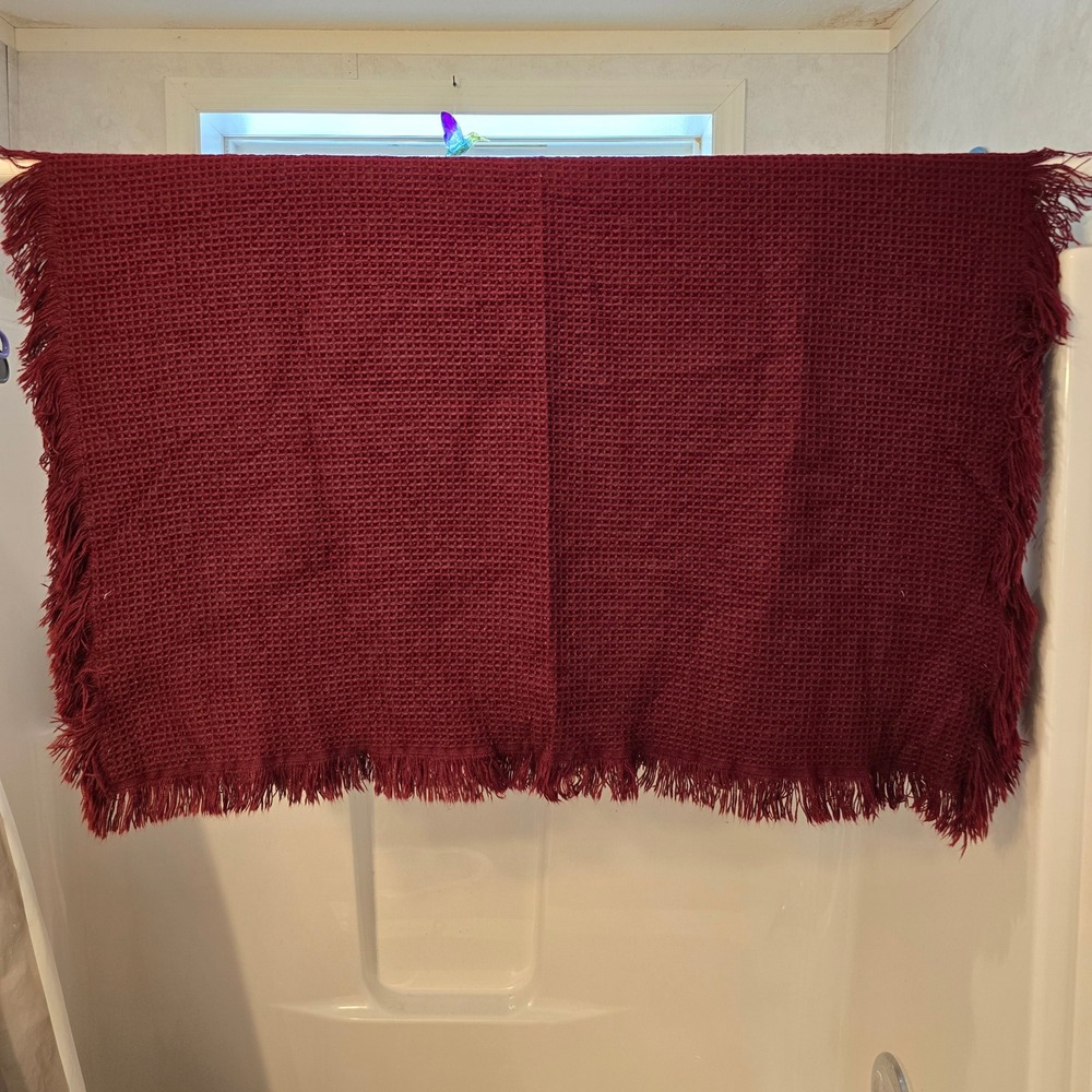 50"x44" Vintage Hand Crocheted Afghan Throw Blanket